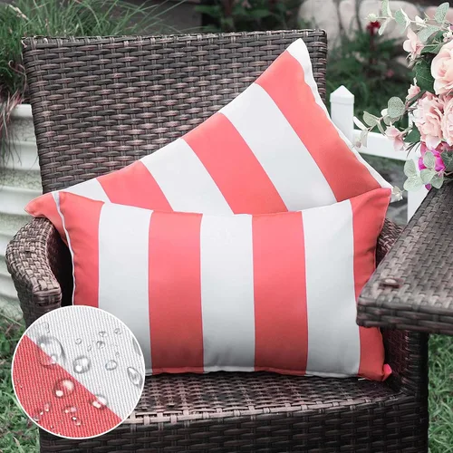 Vista 13 de WESTERN HOME WH - Juego de 2 fundas decorativas de cojín para exterior, a rayas, impermeables, de poliéster, para jardín, casa de campo moderna