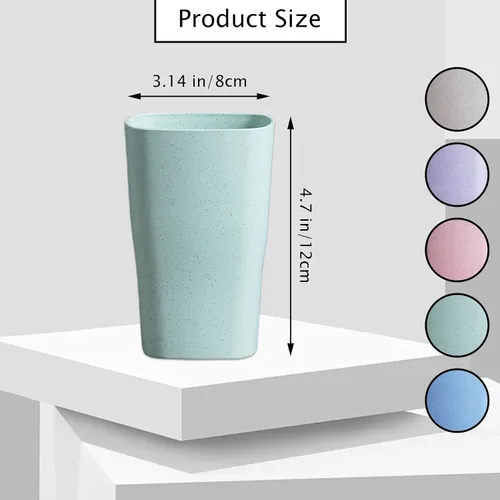 Vista 4 de Incauca Juego de 5 vasos cuadrados de plástico de 16 onzas, vaso de plástico para baño para cepillo de dientes, vaso apilable para cepillado