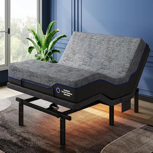 Vista 10 de Pipishell Base de cama ajustable individual XL y colchón de espuma viscoelástica de 14 pulgadas con masaje, base de cama eléctrica con espuma