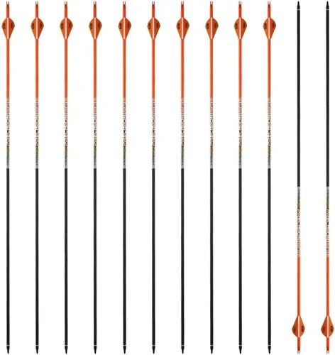 Vista 9 de Flechas de caza ST0.006 de 30/32 pulgadas para arco compuesto y recurvo, flechas de objetivo de tiro con arco 100% carbono con puntas extraíbles Azul