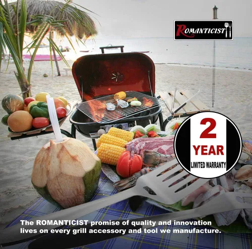 Vista 6 de ROMANTICIST 4 piezas de accesorios de parrilla resistentes para Top Chef - Juego de herramientas de parrilla profesional y herramientas básicas