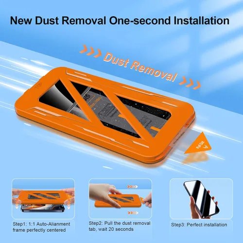 Vista 3 de [Instalación automática en 1 segundo] QHOHQ 3 protectores de pantalla de privacidad para iPhone 17 Pro [6.3 pulgadas] + 1 juego de protector