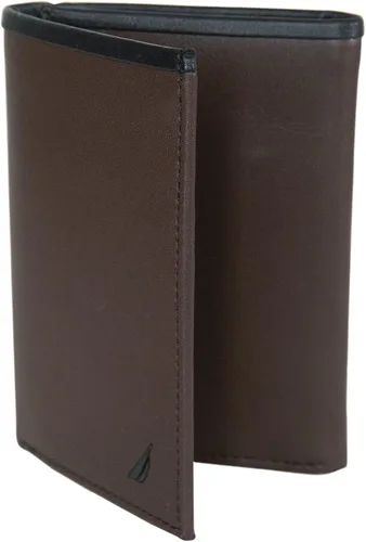 Vista 52 de Nautica Men's Trifold Wallet RFID Blocking Protection ID Window Card Slots Genuine Leather Durable