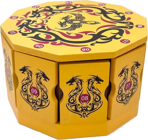Vista 7 de Dragons Cave Safe Secret - Caja de rompecabezas con cerradura IQ de madera para dinero y regalo