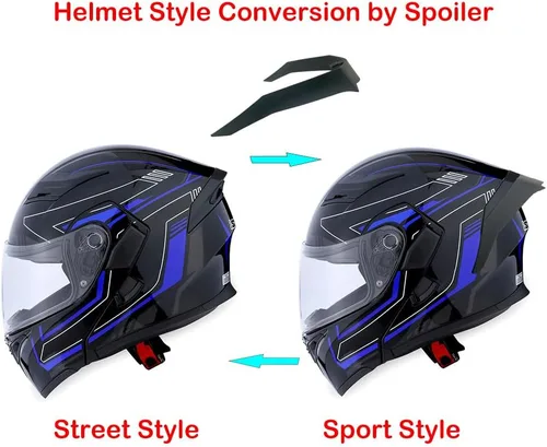 Vista 3 de 1Storm Casco modular de cara completa para motocicleta con doble visera abatible y protector solar: HB89 Flecha Azul