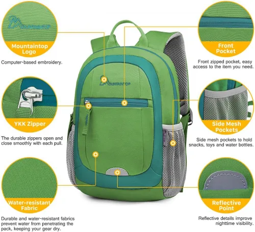 Vista 5 de MOUNTAINTOP Mochila infantil para niños y niñas, bolsa de jardín de infantes preescolar