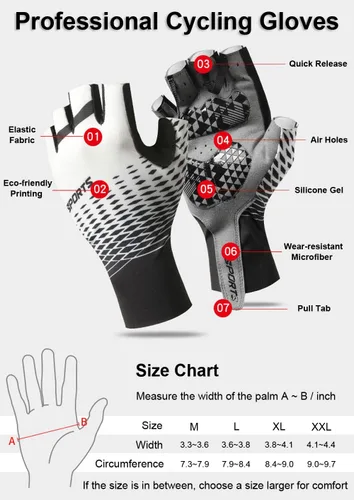 Vista 7 de Guantes de ciclismo, guantes de bicicleta de montaña, guantes de medio dedo, guantes de bicicleta para hombres, accesorios de bicicleta de montaña