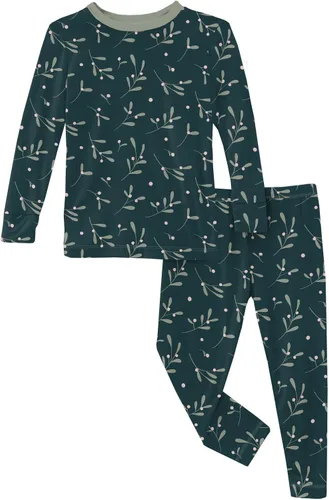 Vista 102 de KicKee Pants Conjunto de pijama de manga larga con estampado de piezas