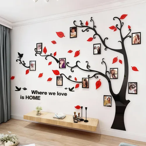 Vista 12 de Calcomanías de pared de árbol 3D - DIY, calcomanías de marcos de fotos y árbol de pared, marcos para fotos familiares, murales con calcomanías