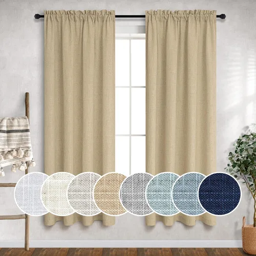 Vista 41 de Mrs.Naturall - Cortinas transparentes con bolsillo para barra de 36x63 pulgadas de lino mezclado negro
