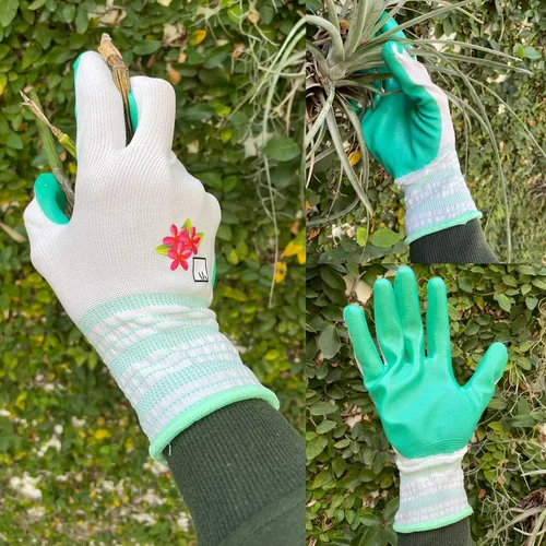 Vista 2 de ArtAK Guantes de jardinería para mujer, 3 pares, ligeros y transpirables, revestimiento de nitrilo, flexibles y protectores, lavables a máquina