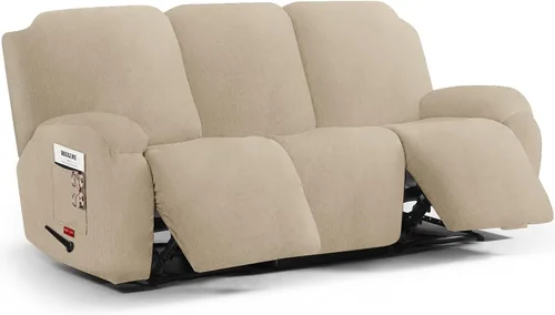 Vista 42 de 3 fundas elásticas para sillas reclinables, fundas de tela de felpa y protectores duraderos de muebles para niños y mascotas (1 plaza, negro)