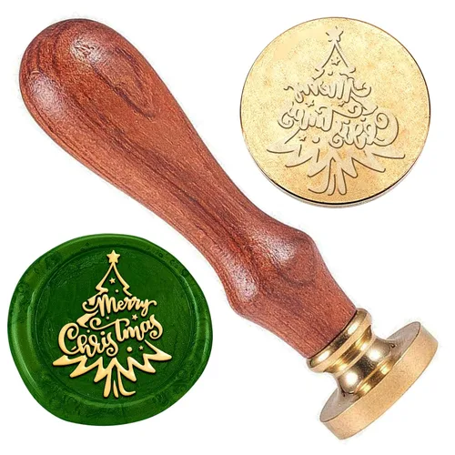 Vista 12 de Holly Branches - Sello de cera de verano en relieve, extraíble de 1 pulgada, cabeza de sello de cera de latón con mango de madera, sobres de Ramas