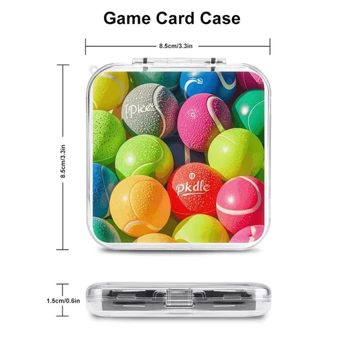Vista 2 de Pickleball Balls Colors Switch Game Case Switch Game Holder Cartridge Case Storage 12 Games & 2 Micro Sd Card Slots, Travel Carry Cases, Portable