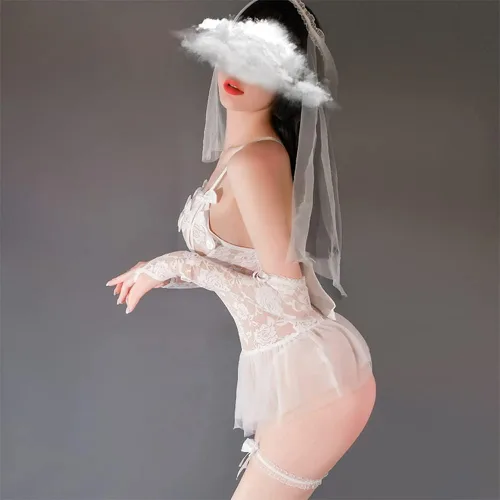 Vista 2 de Vestido de novia de cosplay para mujer, conjunto de lencería sexy de anime japonés