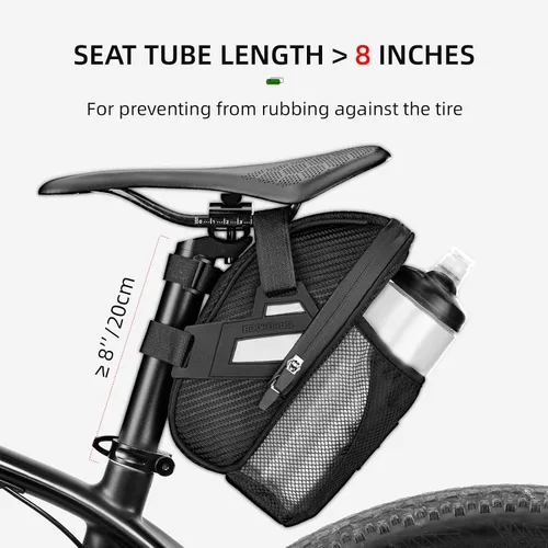 Vista 4 de ROCKBROS Bolsas de Sillín de Bicicleta con Bolsillo para Botella de Agua Bolsas Impermeables para Sillín de Bicicleta Paquete Bajo Asiento Bolsa