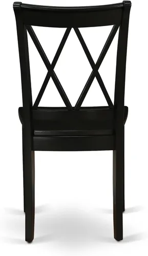 Vista 15 de East West Furniture AMCL3-BCH-W - Juego de mesa de comedor de 3 piezas contiene una mesa de cocina redonda con pedestal y 2 sillas de comedor, 36 x