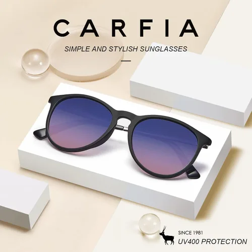 Vista 8 de CARFIA Gafas de sol vintage para mujer, polarizadas, protección UV, estilo clásico retro, CA5100