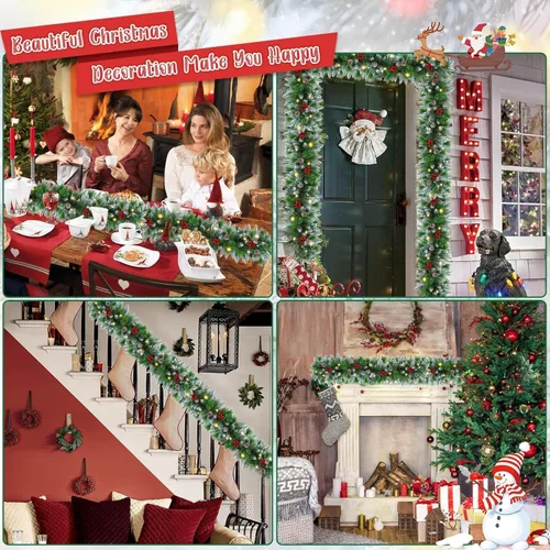 Vista 6 de Guirnalda de Navidad FGHB, Guirnaldas de Navidad con Luces, Guirnalda de Navidad de 2,7M/ 9FT, Decoraciones de Navidad Iluminadas con Luces LED