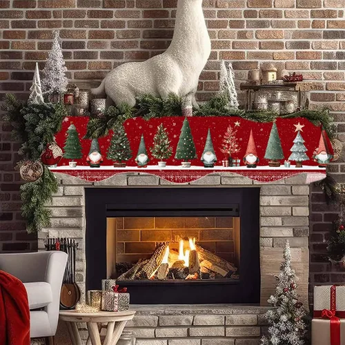 Vista 7 de Bufanda para repisa de chimenea de Navidad 178 x 43 cm, cubierta decorativa para bufanda de repisa de chimenea, decoración para la parte superior