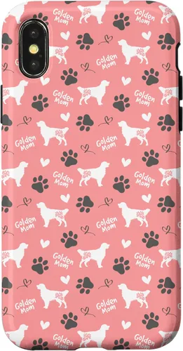 Vista 5 de Golden Retriever - Carcasa para iPhone 17, diseño de mamá y perro, diseño floral, color rosa