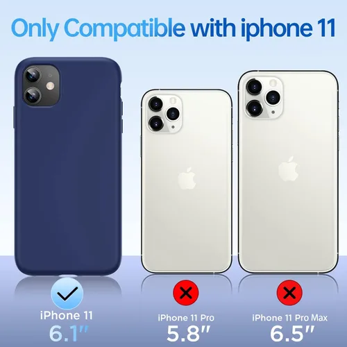 Vista 6 de Funda de silicona para iPhone 11, compatible con MagSafe [forro de microfibra suave] a prueba de golpes, funda delgada de 6.1 pulgadas, azul marino