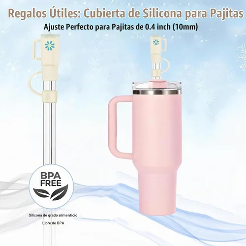 Vista 4 de Tazón de aperitivos con tapa para vaso Stanley de 30 onzas con asa, bandeja de silicona para aperitivos y accesorios de taza Stanley, adecuado
