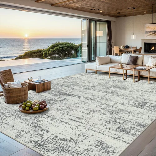 Vista 18 de Area Rugs - Alfombra para sala de estar, 4 x 6, lavable, moderna, abstracta, suave, neutra, antideslizante, grande para interiores, resistente a