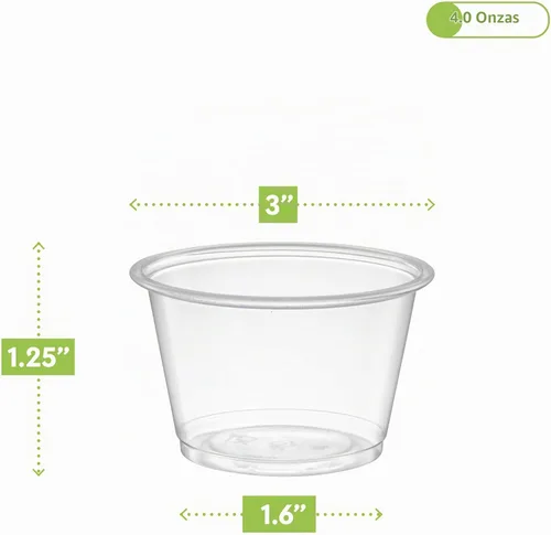 Vista 5 de 4 onzas, 200 tazas de plástico transparente para porciones sin tapas, pequeñas mini