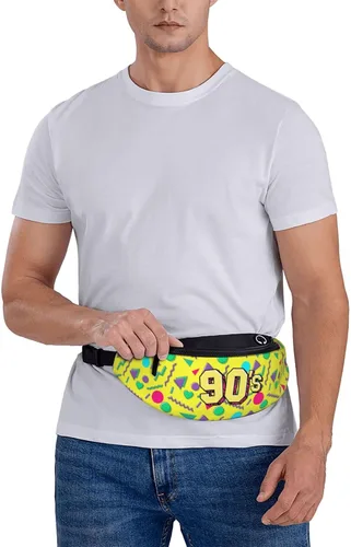 Vista 2 de Riñonera con patrón sin costuras de los años 80 y 90 estilo Memphis para hombres y mujeres, cintura informal ajustable para viajes, fiestas