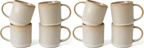 Vista 23 de famiware Juego de 4 tazas de café de 12 onzas, tazas de cerámica con asa Negro (Star-Black)