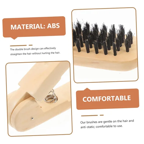 Vista 2 de Healifty Madera de doble cara antiestático enderezar el cabello y peinar cepillo/herramienta de peine (marrón)