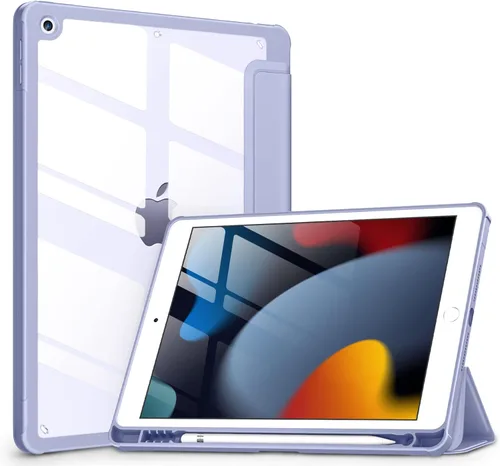 Vista 12 de VIKESI - Funda para iPad de 9ª / 8ª / 7ª generación de 10.2 pulgadas (lanzada en 2021/2020/2019), parte trasera transparente, cubierta de marco