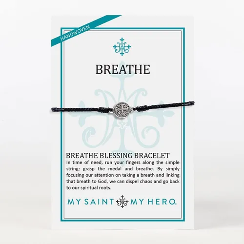 Vista 2 de My Saint My Hero - Pulsera ajustable inspiradora para respirar Base de plata chapada B-BR-101