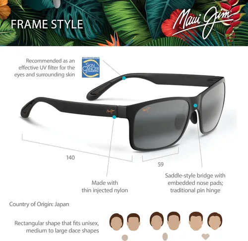 Vista 6 de Maui Jim Gafas de sol rectangulares polarizadas Red Sands para hombre y mujer