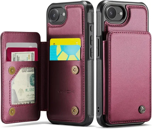 Vista 20 de Vinich for iPhone XR Wallet Case with Card Holder, Black RFID Blocking Credit Slots, Kickstand, Shockproof Flip Phone Cover, PU Leather, Double