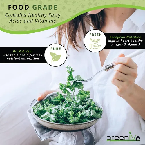 Vista 6 de GreenIVe Aceite de semilla de lino 100% puro prensado en frío, cultivado en Estados Unidos, alto contenido vegano de ácidos grasos Omega 3 6 9