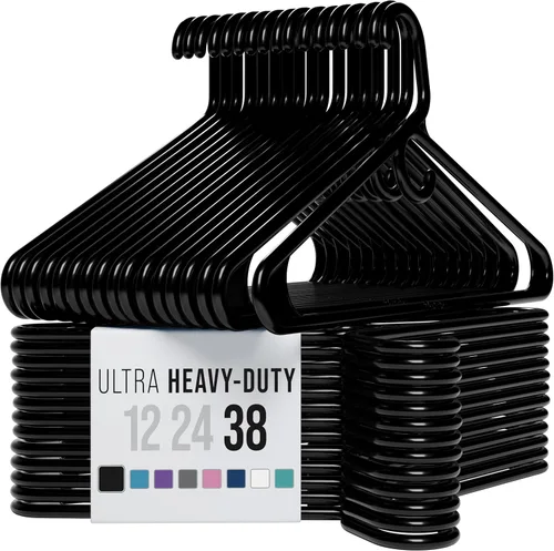 Vista 21 de NEATERIZE Perchas de ropa de plástico ultra resistentes - Aqua - Percha duradera para abrigos, trajes y ropa. Perchas De Ropa (Paquete de 12 - Aqua)
