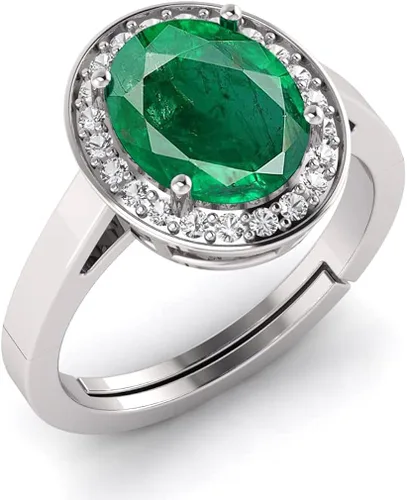 Vista 2 de LMDPRAJAPATIS Anillo ajustable con forma ovalada de plata de ley 925 con certificado de laboratorio de Ratti Natural 10.25