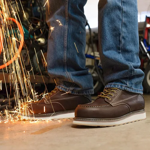 Vista 2 de HISEA NINGO Botas de trabajo para hombre, botas de acero y punta suave, 6 pulgadas, resistentes al agua, antideslizantes, zapatos de trabajo