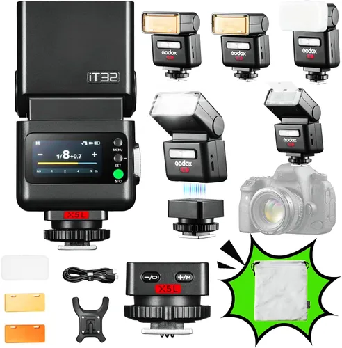 Vista 13 de GODOX iT32 TTL Flash de cámara para Canon con disparador de flash inalámbrico X5C, compatible con 5D Mark IV,5D Mark III,5D Mark II,6D Mark