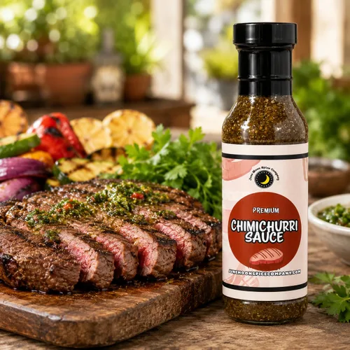 Vista 8 de Salsa Chimichurri Sin colesterol Sin azúcar Fabricado en lotes pequeños Botella de 12 onzas líquidas de sabor Salsa gourmet Chimichurri