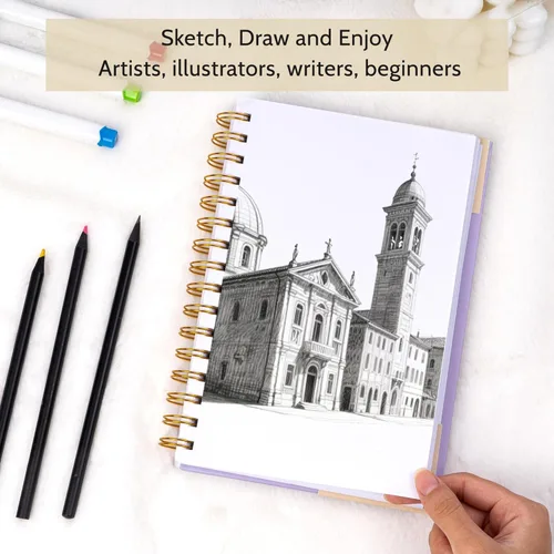 Vista 3 de Yoment Cuaderno de bocetos de 5.5 x 8.5 pulgadas, pequeño cuaderno de bocetos para dibujar, 100 hojas (68 libras/100 gsm) bloc de bocetos en espiral