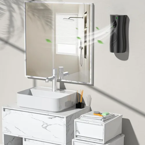 Vista 6 de Dispensador automático de ambientador en aerosol, dispensador de aerosol de pared/de pie con batería con control remoto para baño, hotel, oficina