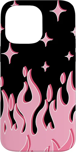 Vista 21 de Lindo patrón de llama rosa Grafitti Flames Pastel Goth Case para iPhone 17