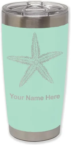 Vista 36 de LaserGram 20oz Vacuum Insulated Tumbler Mug, Starfish, Personalized Engraving Included (Black)