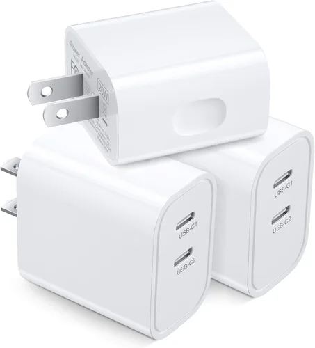 Vista 8 de Costyle - Cargador de pared USB C [3 unidades], bloque de carga doble USB C de 20 W, enchufe de pared rápido C, bloque de carga tipo C para iPhone