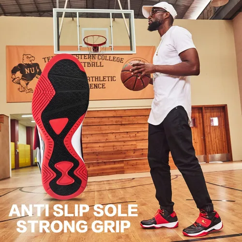 Vista 4 de Zapatos de baloncesto para hombre, antideslizantes, con parte superior baja, transpirables, acolchados, zapatos deportivos para hombres