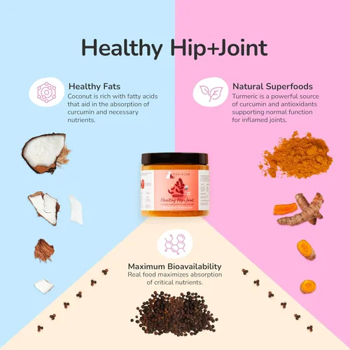 Vista 3 de kin+kind Probióticos + paquete de cadera y articulaciones para perros y gatos – Apoyo natural digestivo y articular con prebióticos, fibra y cúrcuma