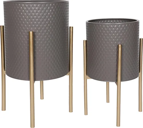 Vista 14 de Macetas decorativas con soporte de metal para decoración del hogar, macetas modernas para decoración de pasillo, entrada y sala de estar, macetas